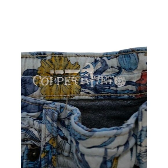 Copper & Rivet Mens Stacked Fit Distressed Floral Jeans 40 Cotton/Elastane Blue/ - Picture 4 of 6